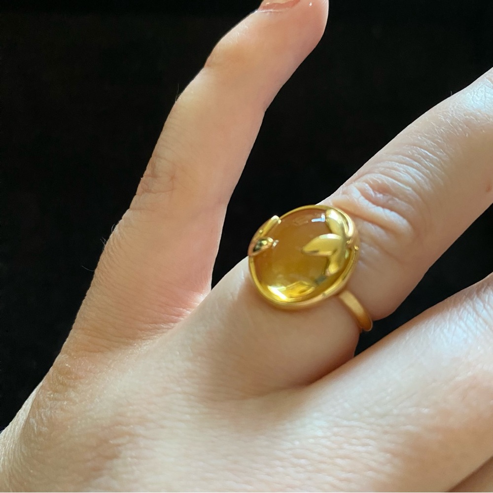 Tiffany & Co. Paloma Picasso Olive Leaf Citrine Ring Size 5.25